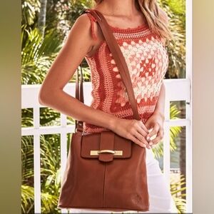 NWT Patricia Nash Leather Larone Hobo Shoulder Bag, Tan